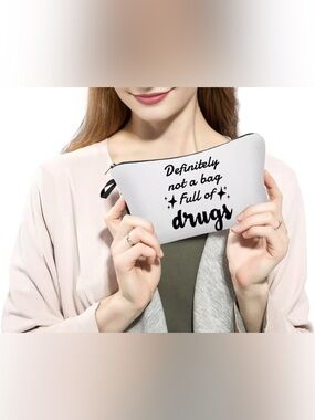NWT "Definitely Not a Bag Full of Drugs" Funny Makeup Pouch/Travel Bag